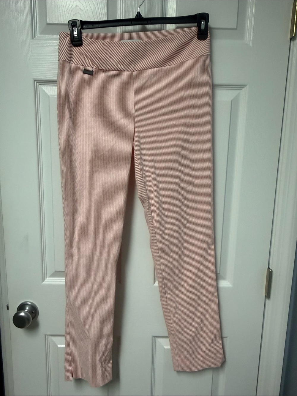 Peck & Peck Light Pink Seersucker Straight-Leg Pants